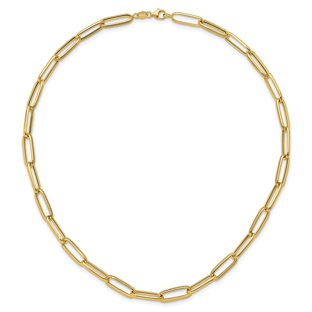 14K Yellow Gold Polished And Textured Fancy Link Necklace