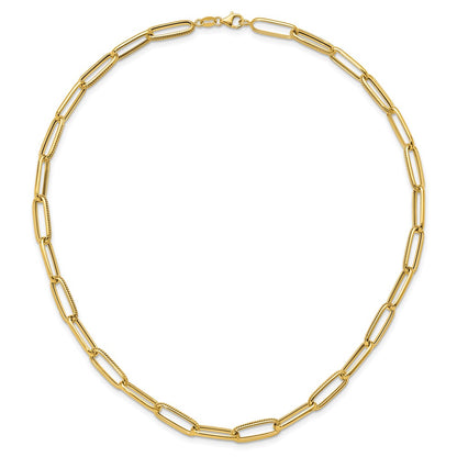 14K Yellow Gold Polished And Textured Fancy Link Necklace