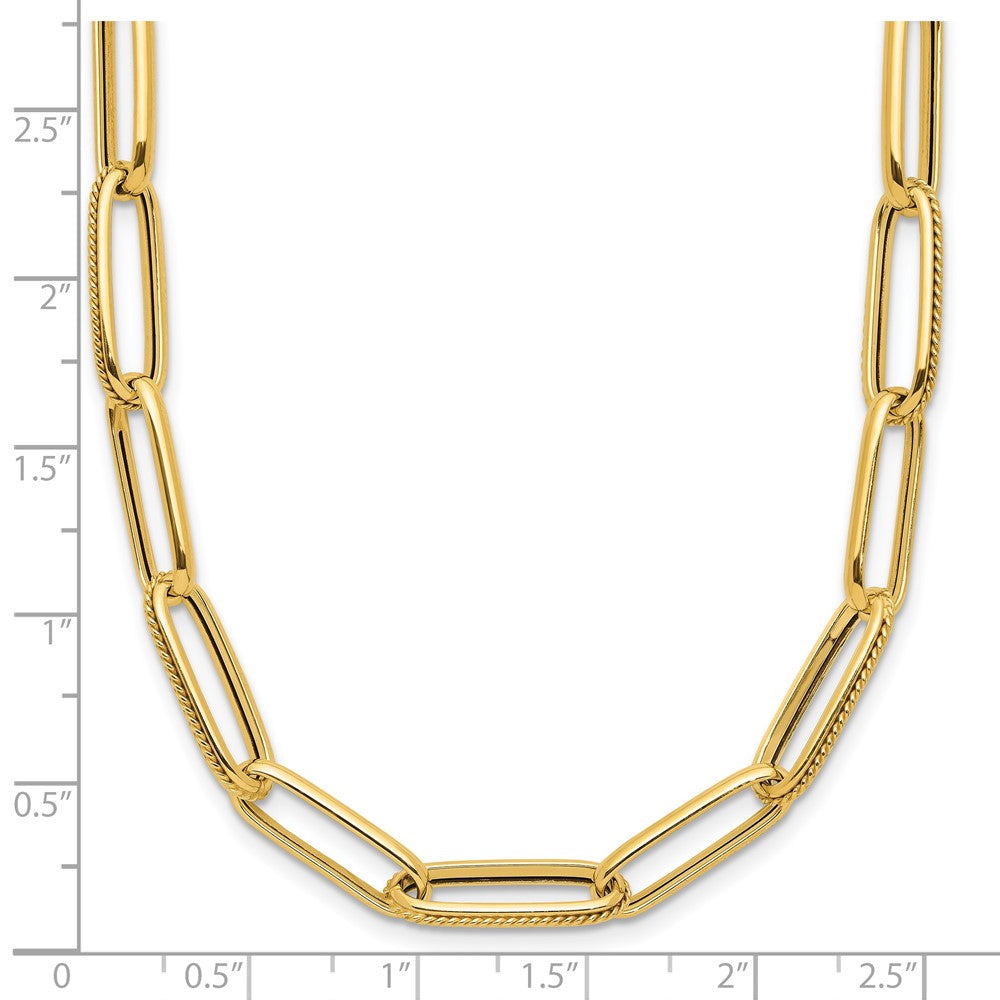 14K Yellow Gold Polished And Textured Fancy Link Necklace