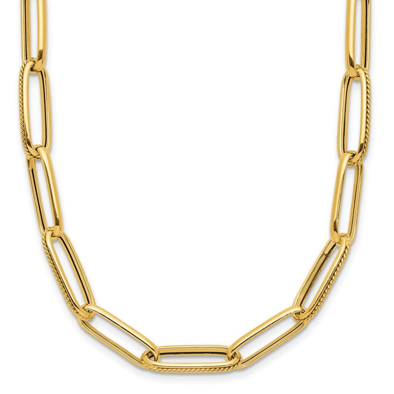14K Yellow Gold Polished And Textured Fancy Link Necklace