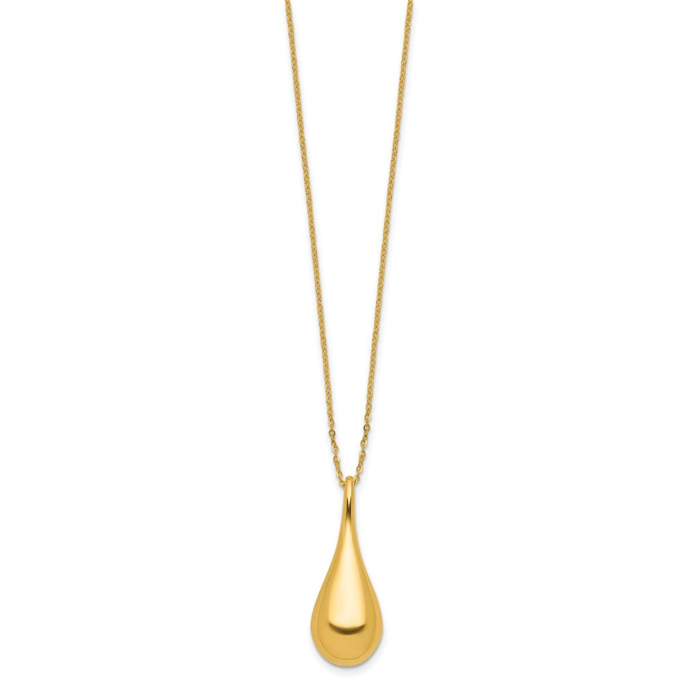 14K Yellow Gold Polished Teardrop 16In 2In Ext. Necklace