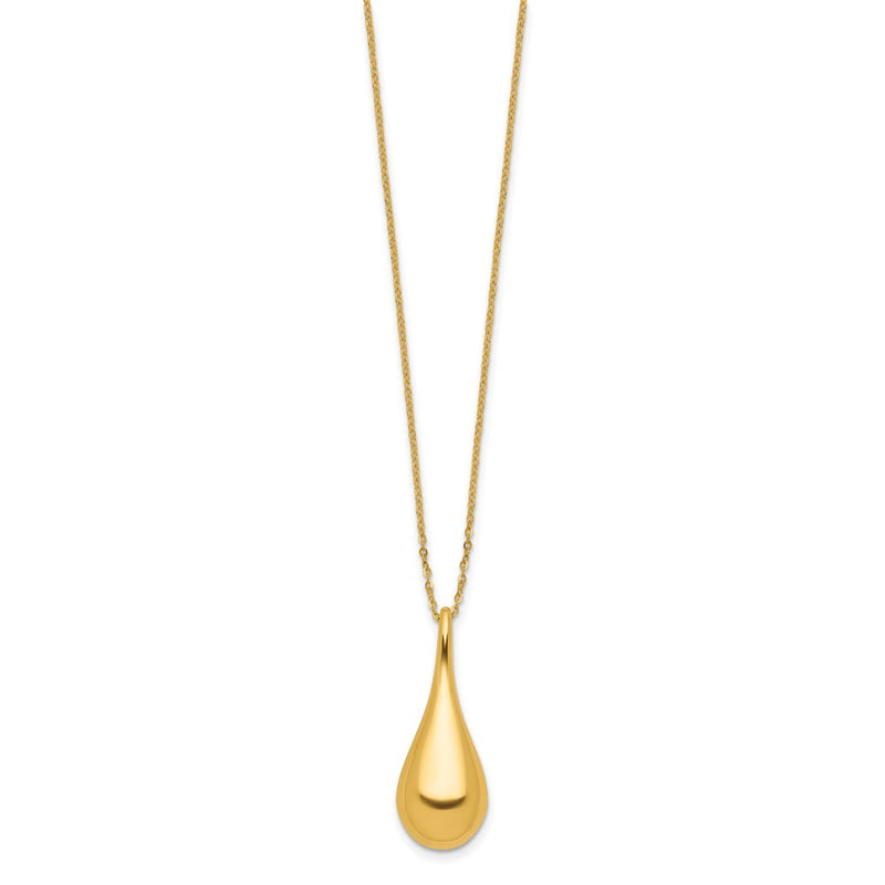 14K Yellow Gold Polished Teardrop 16In 2In Ext. Necklace