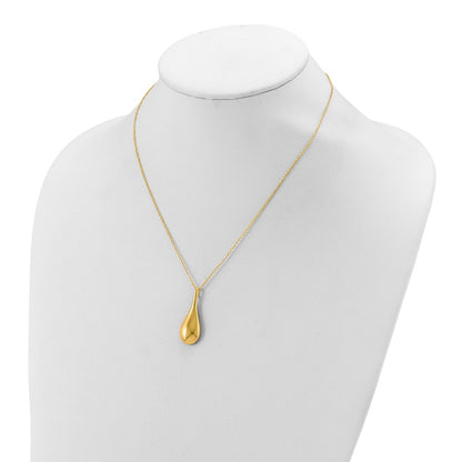 14K Yellow Gold Polished Teardrop 16In 2In Ext. Necklace