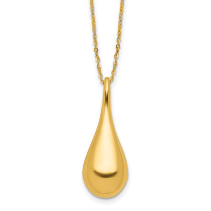 14K Yellow Gold Polished Teardrop 16In 2In Ext. Necklace