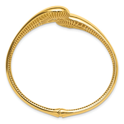 14K Yellow Gold Polished Bypass Teardrop Hinged Bangle