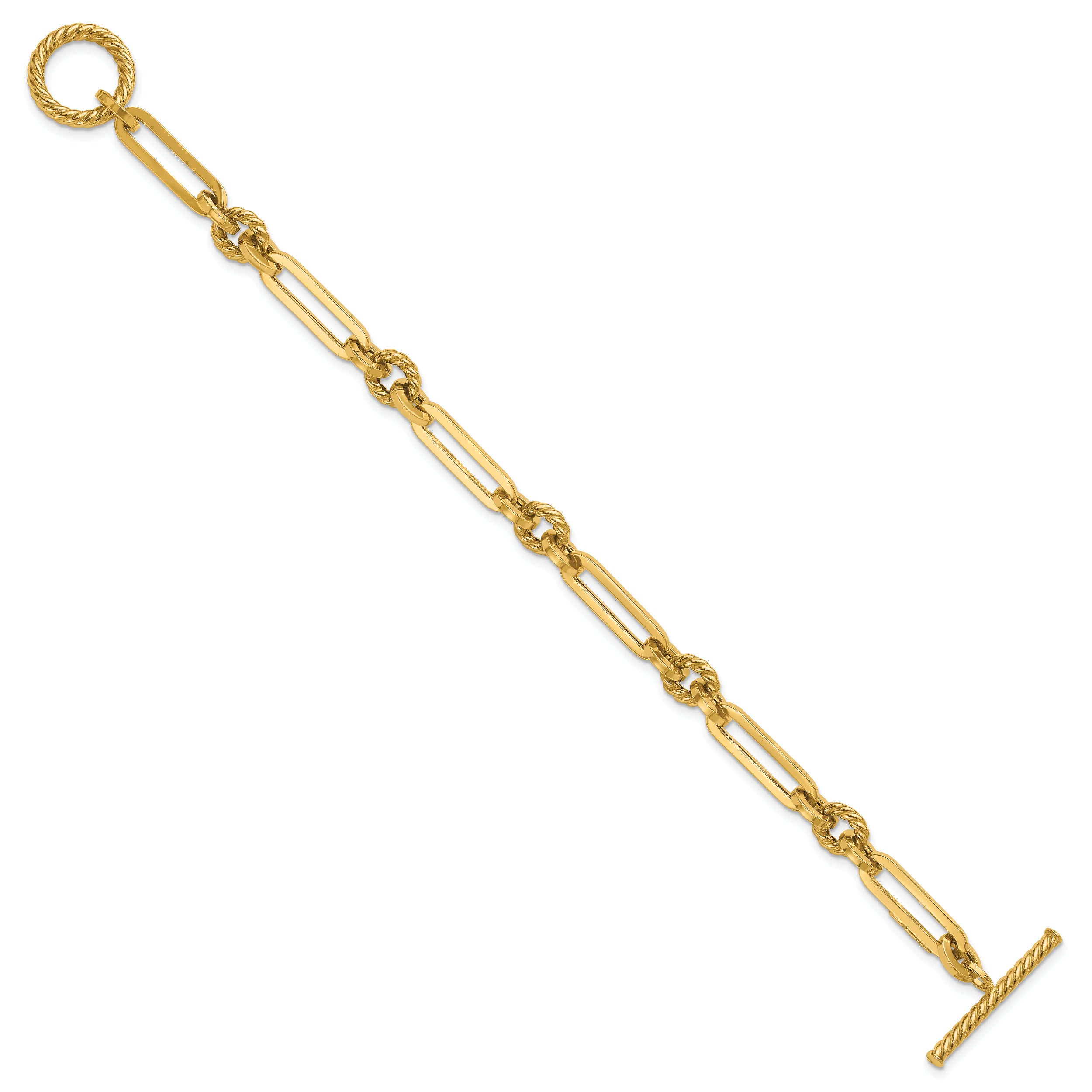 14K Yellow Gold Polished Fancy Link Toggle Bracelet