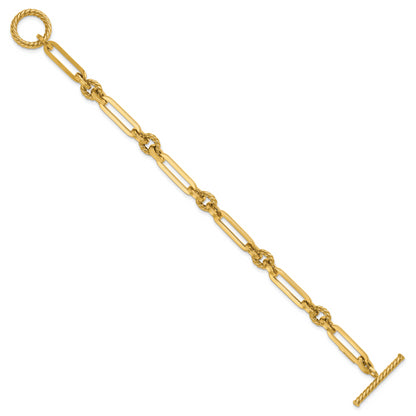 14K Yellow Gold Polished Fancy Link Toggle Bracelet