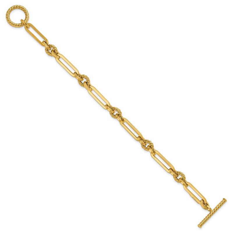 14K Yellow Gold Polished Fancy Link Toggle Bracelet