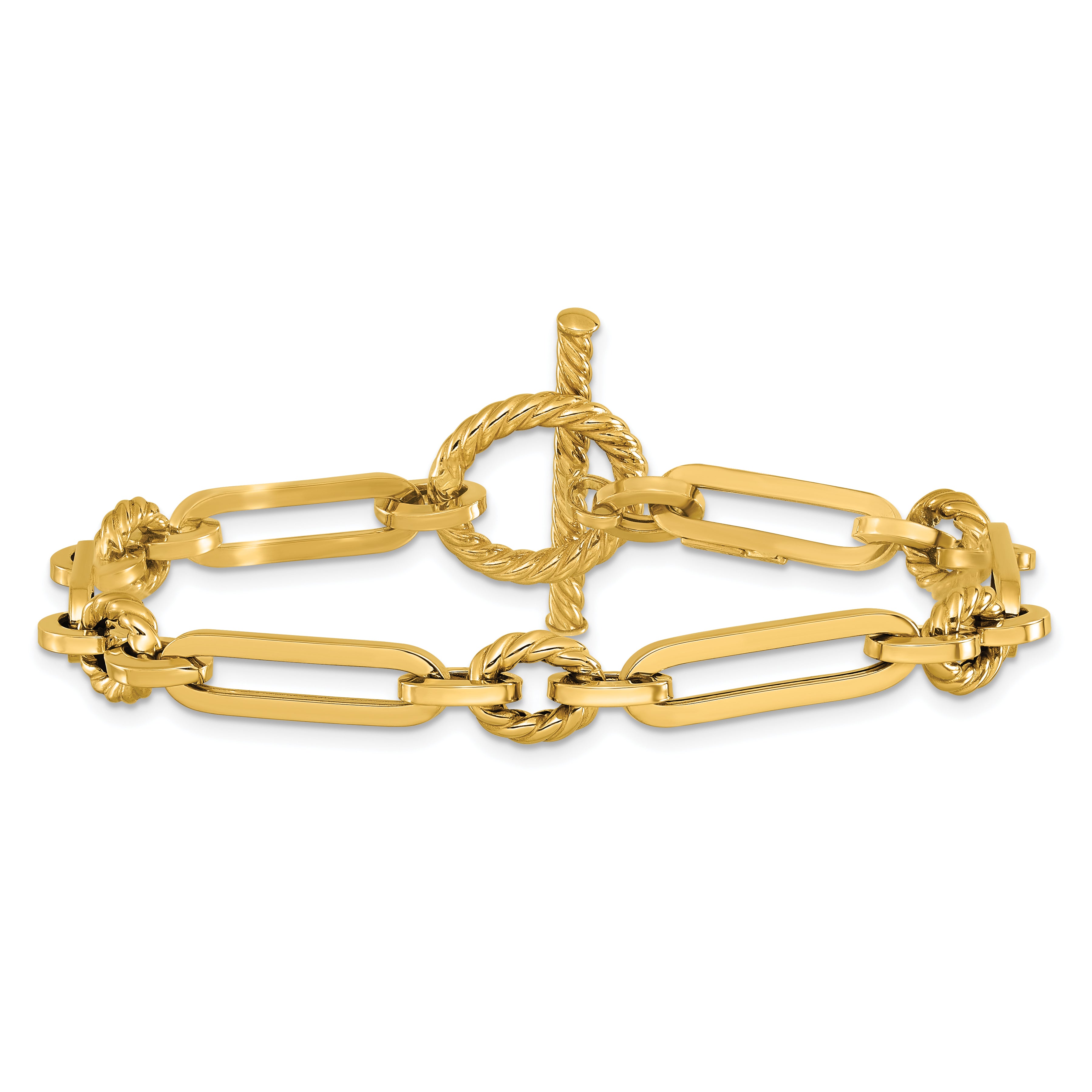 14K Yellow Gold Polished Fancy Link Toggle Bracelet