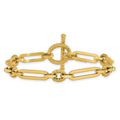14K Yellow Gold Polished Fancy Link Toggle Bracelet