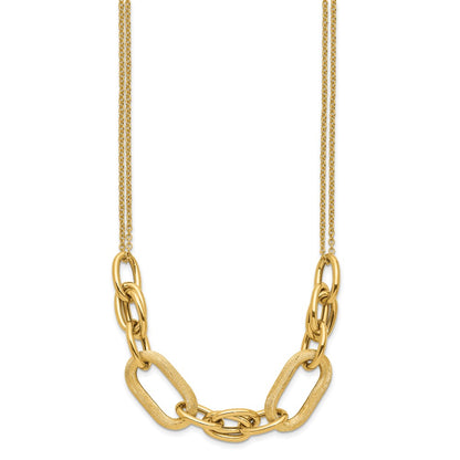 14K Yellow Gold Polished And Satin 2 Strand Fancy Link With 1In Ext. Necklace