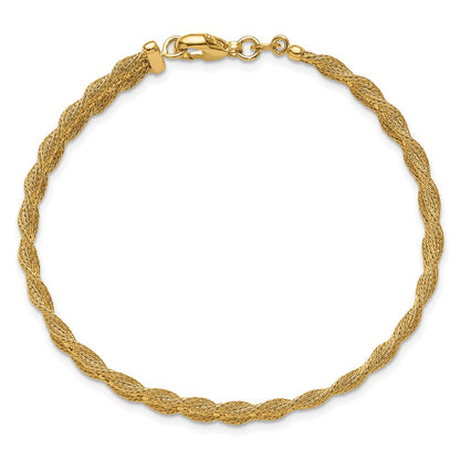 14K Yellow Gold Polished/Textured And Diamond Cut Bracelet