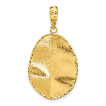 14K Two Tone Polished And Satin Teardrop Pendant