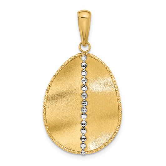 14K Two Tone Polished And Satin Teardrop Pendant