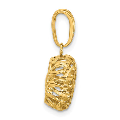 14K Yellow Gold Polished Puffed Square Pendant