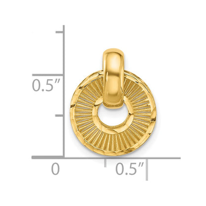 14K Yellow Gold Polished And Diamond Cut Circle Pendant