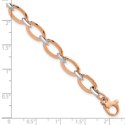 14K White/Rose Gold White And Rose Polished W/.5In Ext. Bracelet