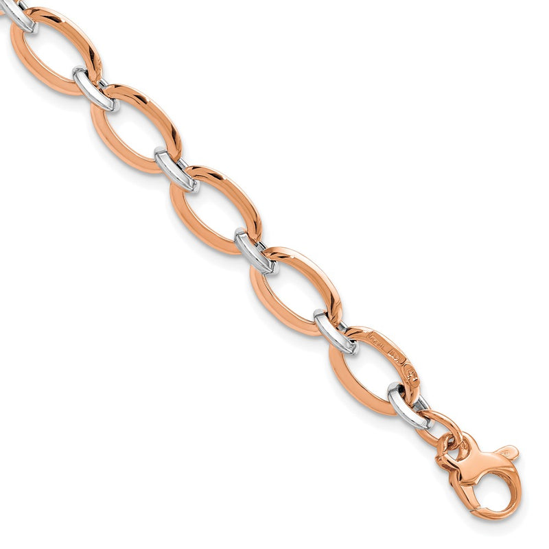 14K White/Rose Gold White And Rose Polished W/.5In Ext. Bracelet