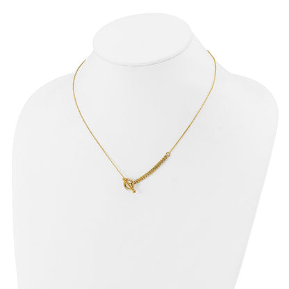 14K Yellow Gold Polished Drop Toggle 1In Ext. Necklace