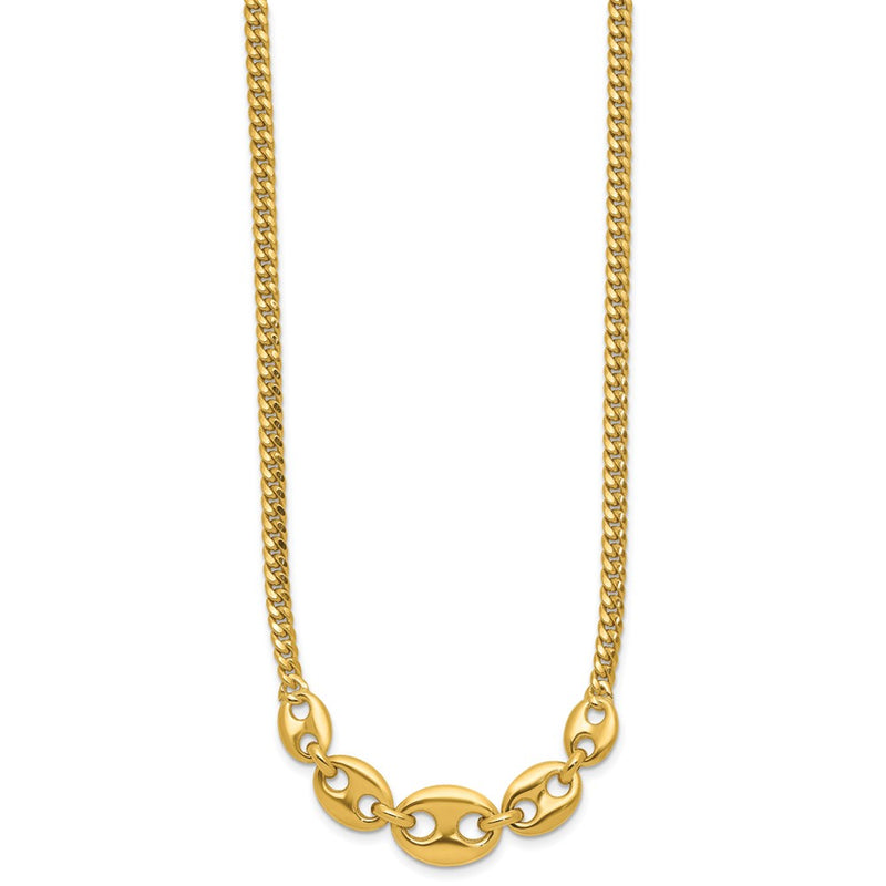 14K Yellow Gold Polished Fancy Curb Link Necklace