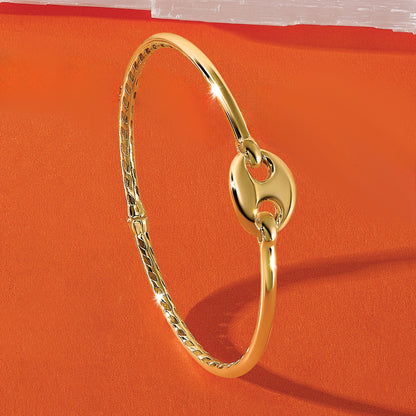 14K Yellow Gold Polished Hollow Hinged Bangle