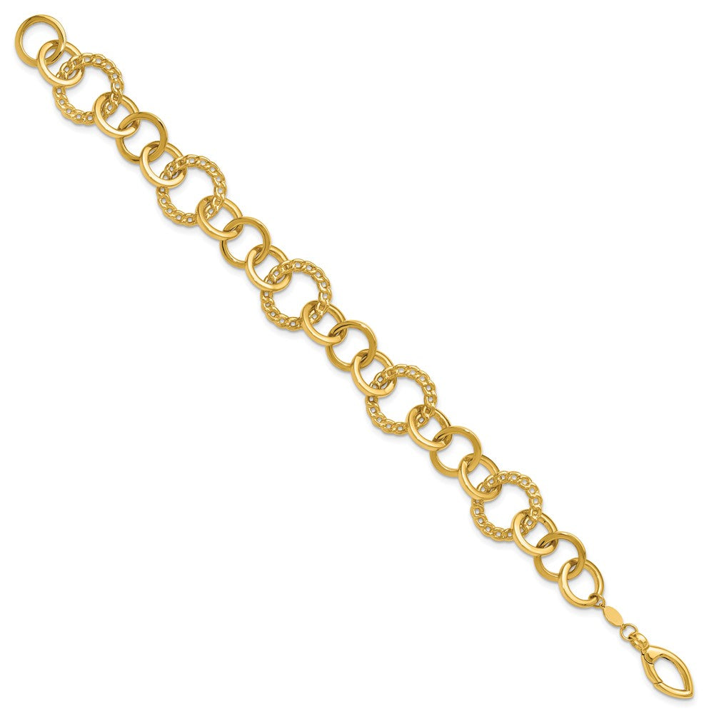 14K Yellow Gold Polished Fancy Circle Link Bracelet