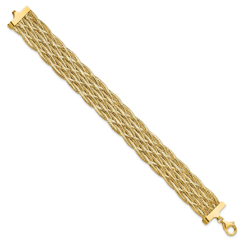 14K Yellow Gold Polished Braided Mesh Bracelet