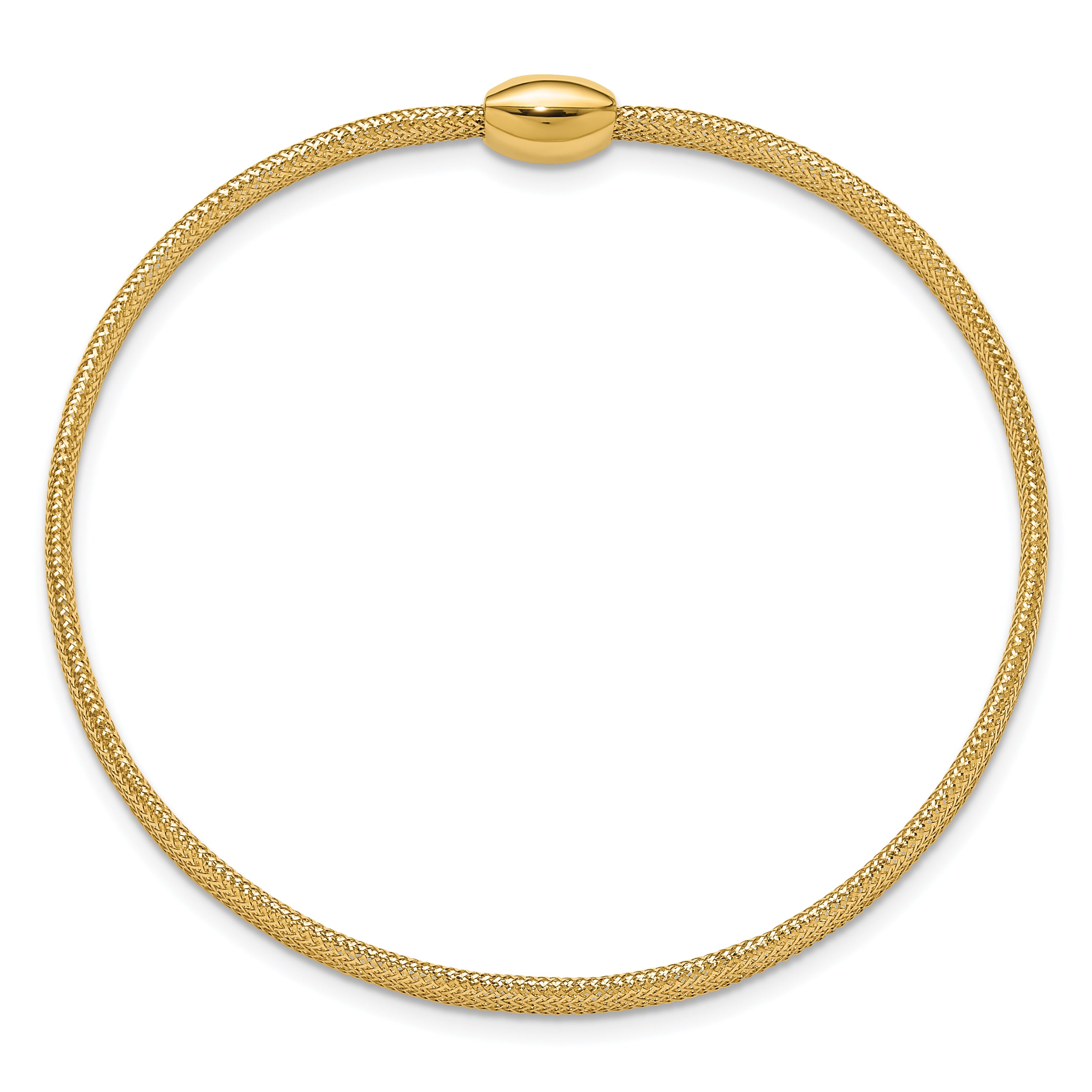 14K Yellow Gold Polished Onyx Mesh Slip On Stretch Bracelet