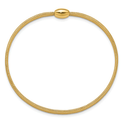 14K Yellow Gold Polished Onyx Mesh Slip On Stretch Bracelet
