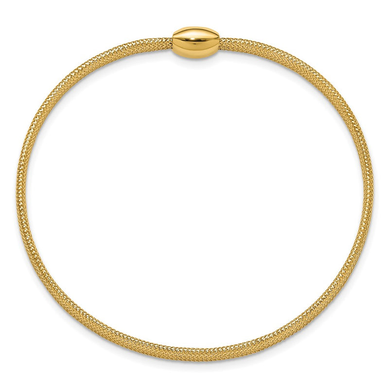 14K Yellow Gold Polished Onyx Mesh Slip On Stretch Bracelet
