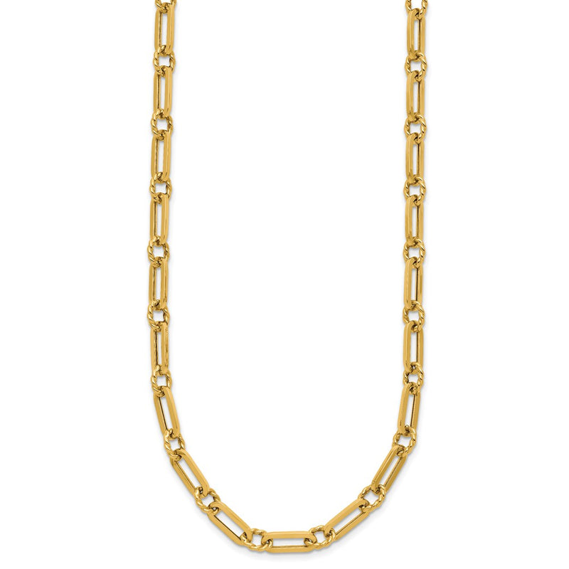 14K Yellow Gold Polished And Twisted Fancy Link Toggle Necklace