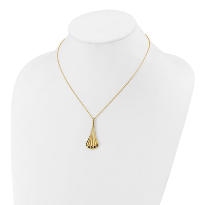 14K Yellow Gold Black Enamel Polished Fancy 1.25In Ext. Necklace