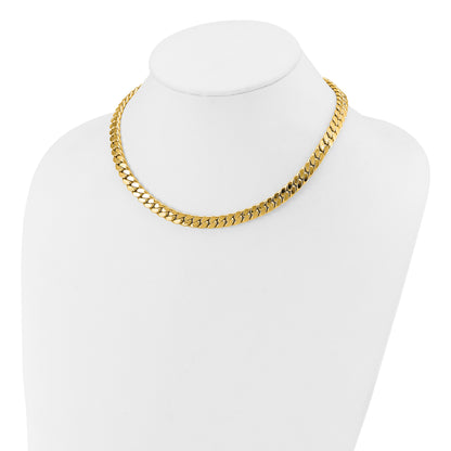 14K Two Tone Cz Polished Fancy Curb Necklace