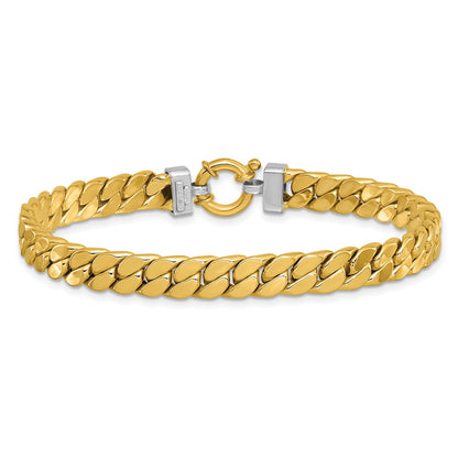 14K Two Tone Cz Polished Fancy Curb Bracelet