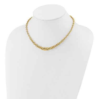 14K Yellow Gold Polished Fancy Graduated Circle Link Necklace