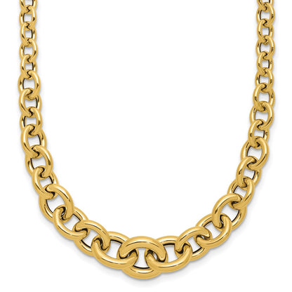 14K Yellow Gold Polished Fancy Graduated Circle Link Necklace