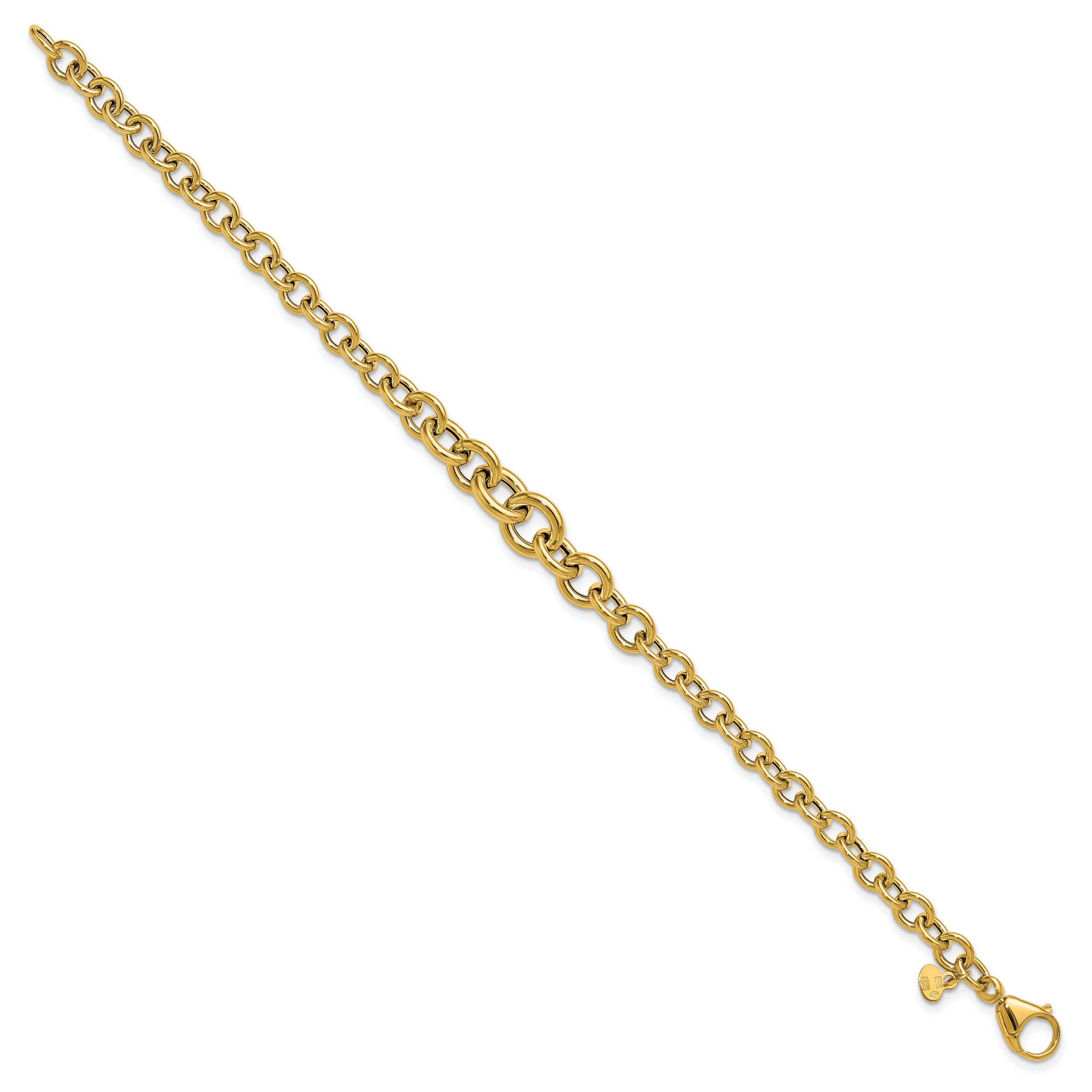 14K Yellow Gold Polished Fancy Graduated Circle Link Bracelet