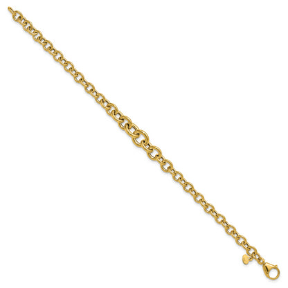 14K Yellow Gold Polished Fancy Graduated Circle Link Bracelet