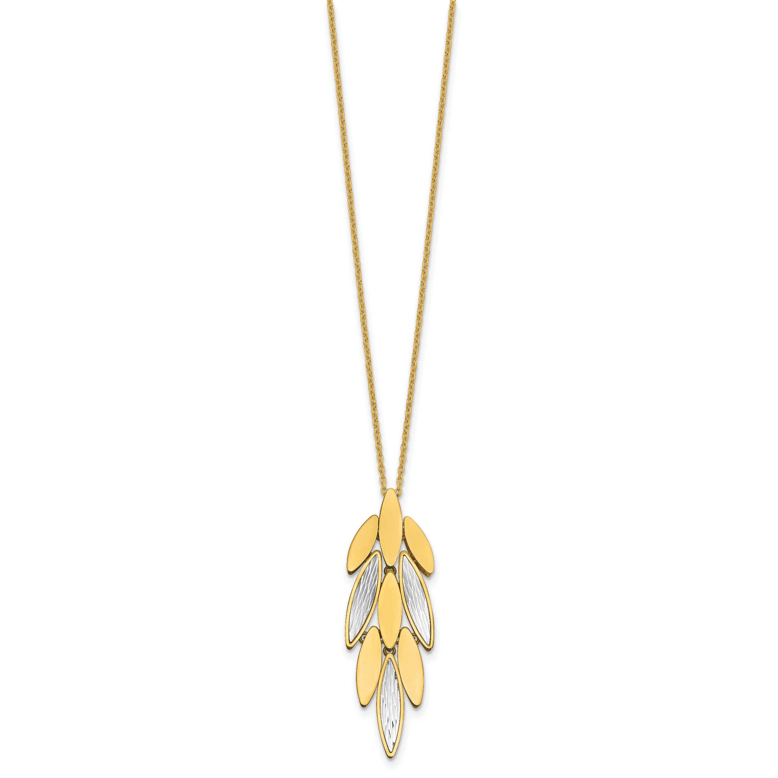 14K Two Tone Polished/Dia Cut Fancy 1In Ext. Necklace