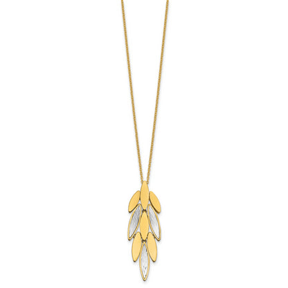 14K Two Tone Polished/Dia Cut Fancy 1In Ext. Necklace