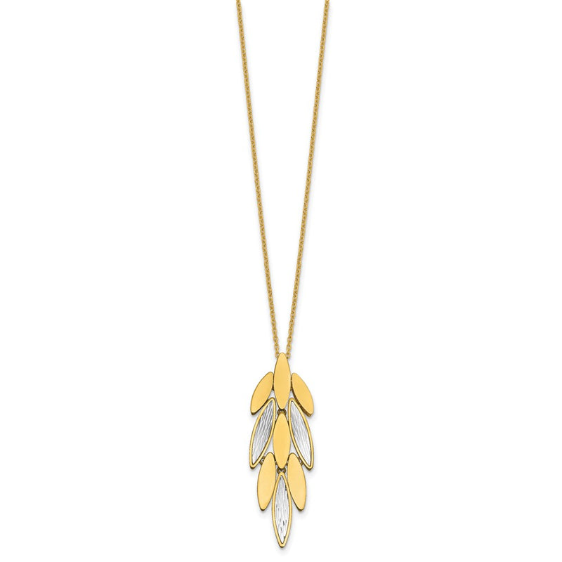 14K Two Tone Polished/Dia Cut Fancy 1In Ext. Necklace