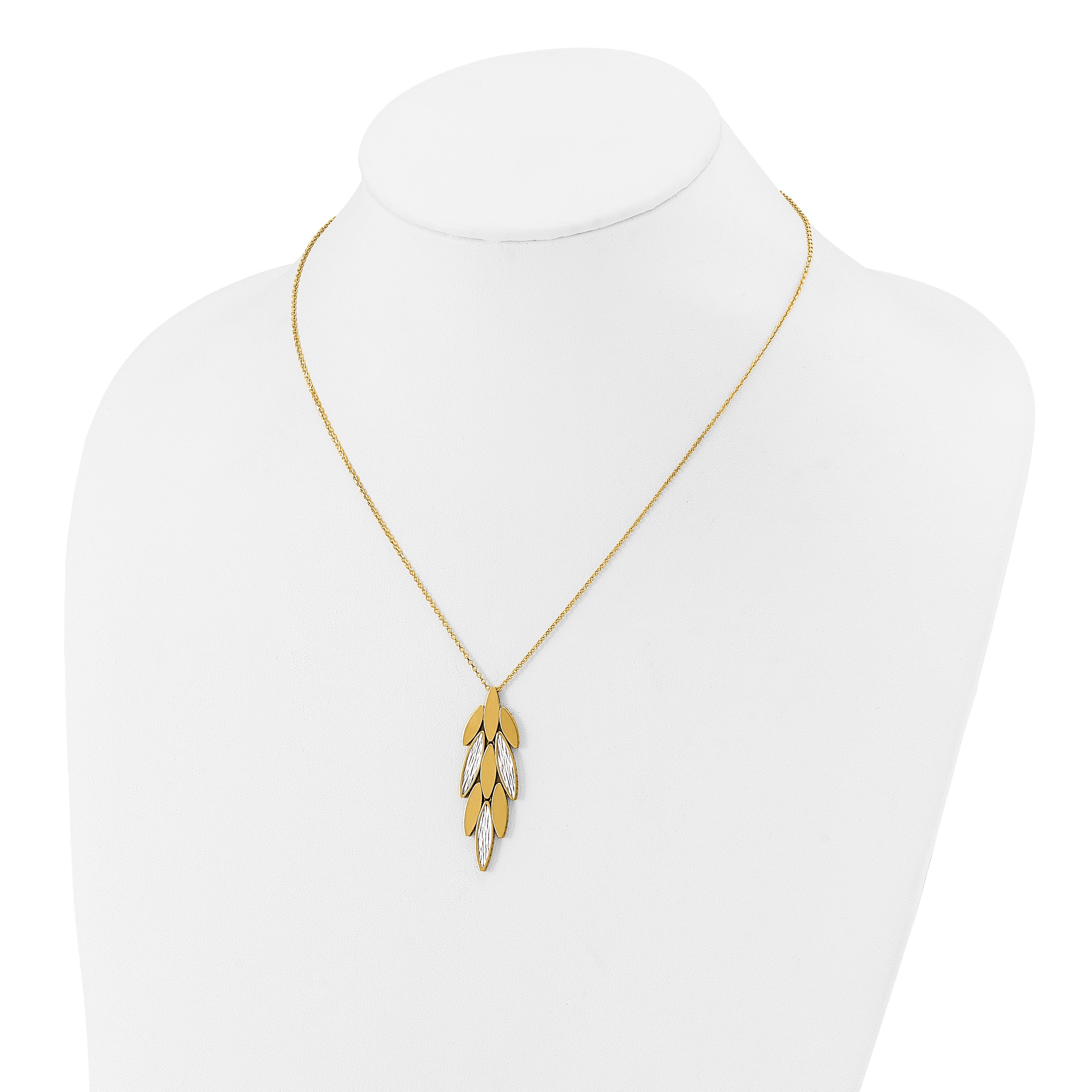 14K Two Tone Polished/Dia Cut Fancy 1In Ext. Necklace