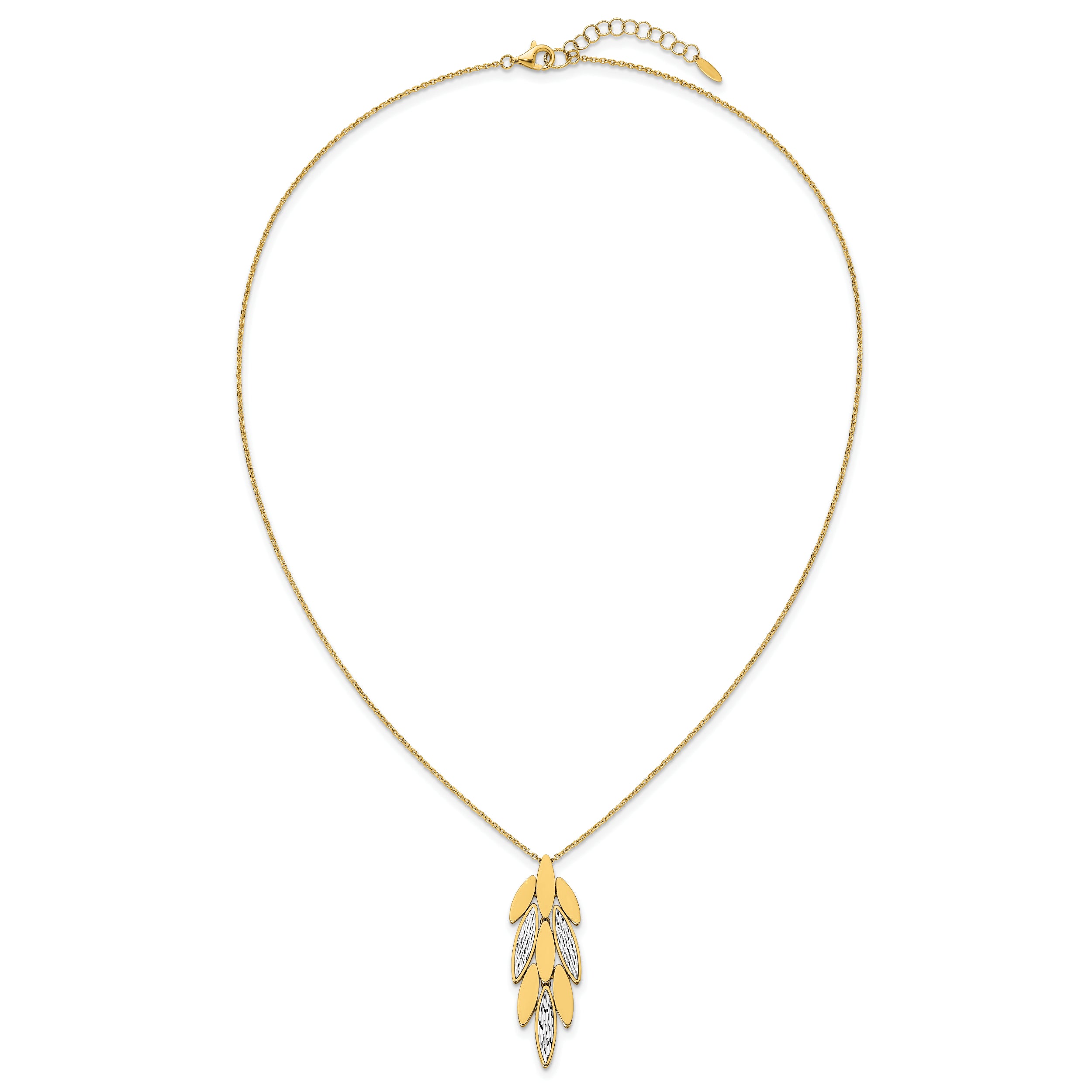 14K Two Tone Polished/Dia Cut Fancy 1In Ext. Necklace
