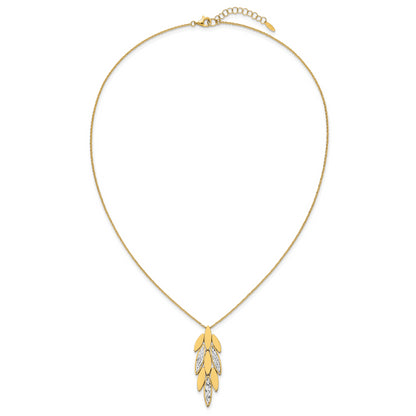 14K Two Tone Polished/Dia Cut Fancy 1In Ext. Necklace
