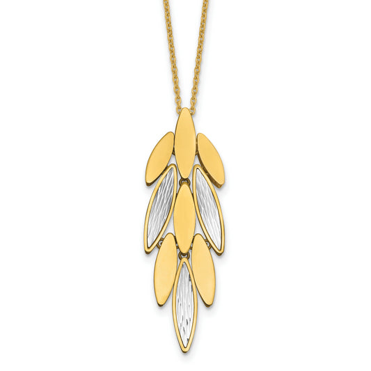 14K Two Tone Polished/Dia Cut Fancy 1In Ext. Necklace
