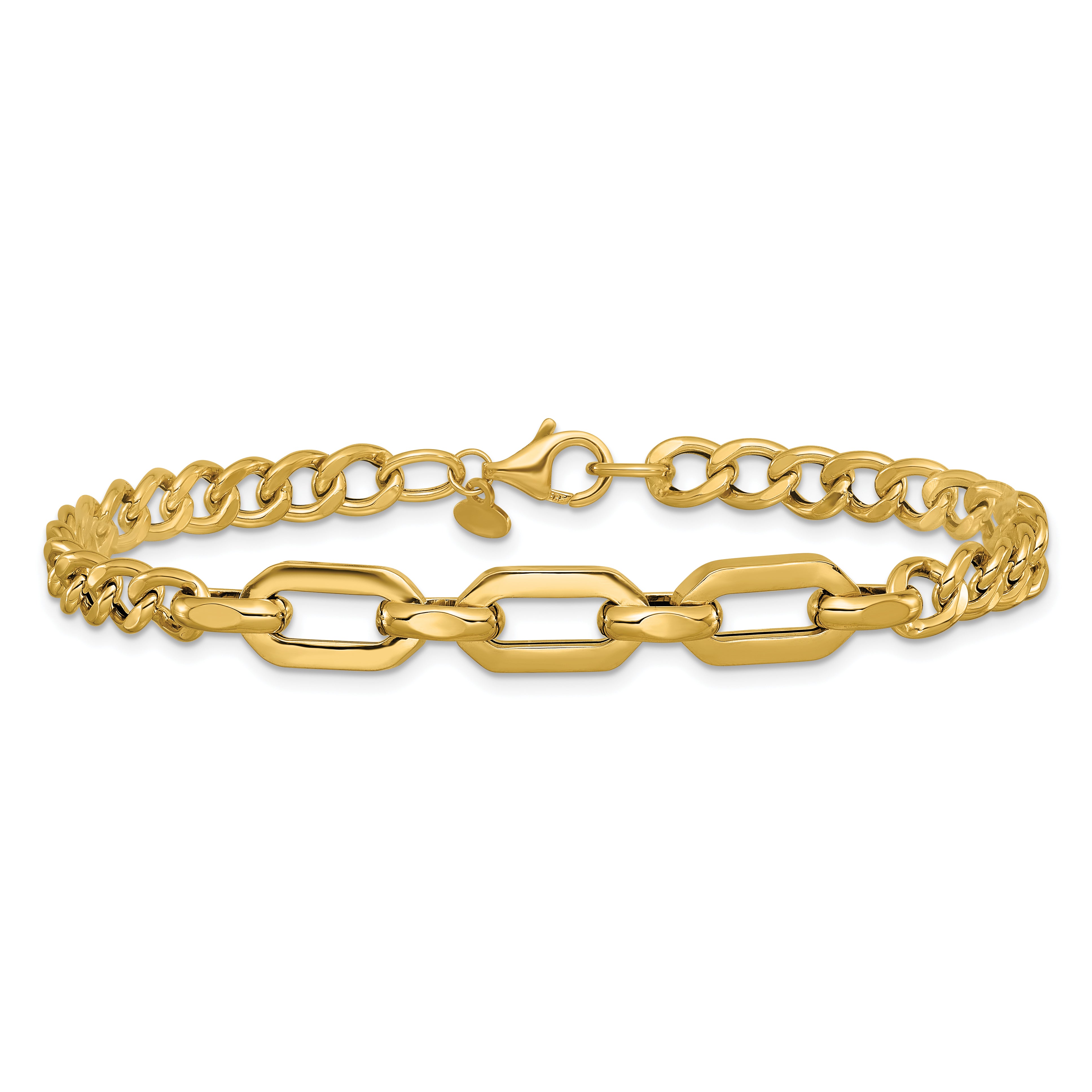 14K Yellow Gold Polished Fancy Link Bracelet