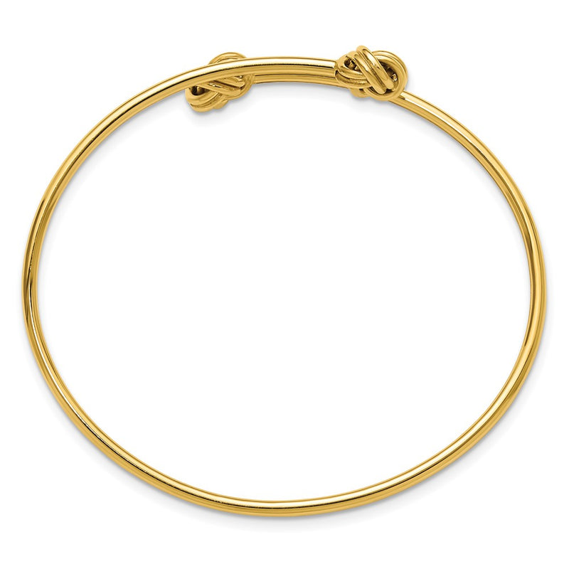 14K Yellow Gold Polished Knot Flexible Bypass Bangle
