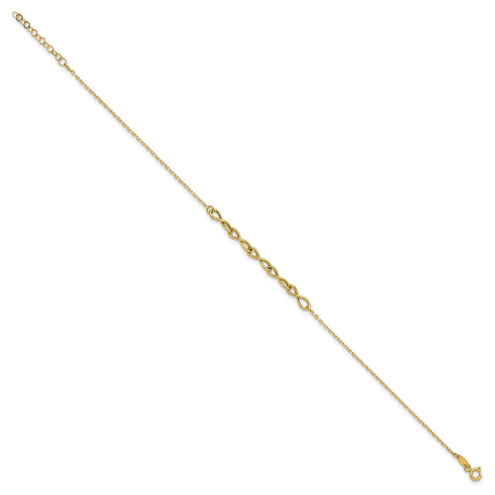 14K Yellow Gold Polished Infinity 9in Plus 1in Ext. Anklet