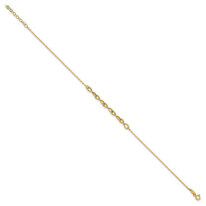 14K Yellow Gold Polished Infinity 9in Plus 1in Ext. Anklet