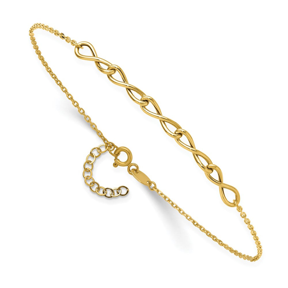 14K Yellow Gold Polished Infinity 9in Plus 1in Ext. Anklet